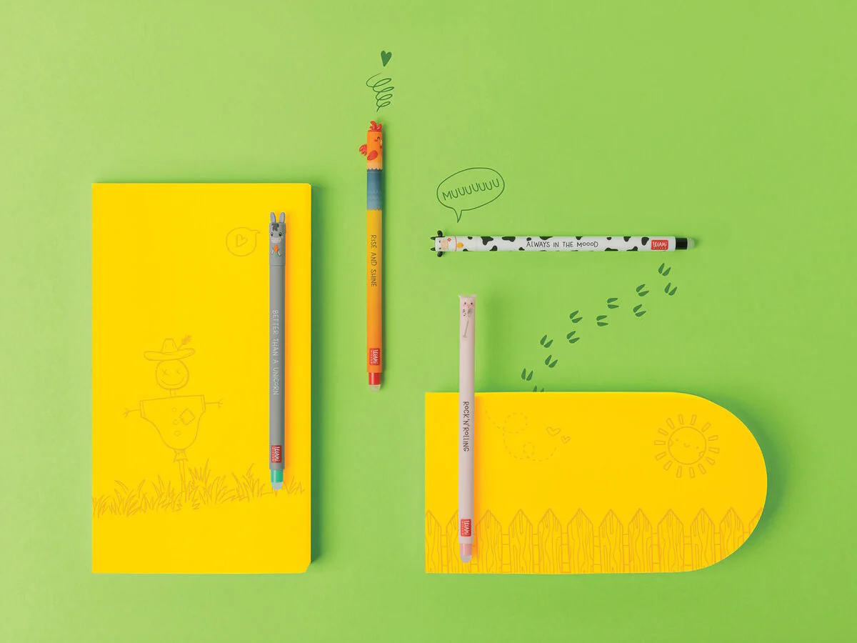 Set de 4 Stylos à Encre Gel Effaçable Animaux de la Ferme - Farm Sweet Farm - Legami - Image 11