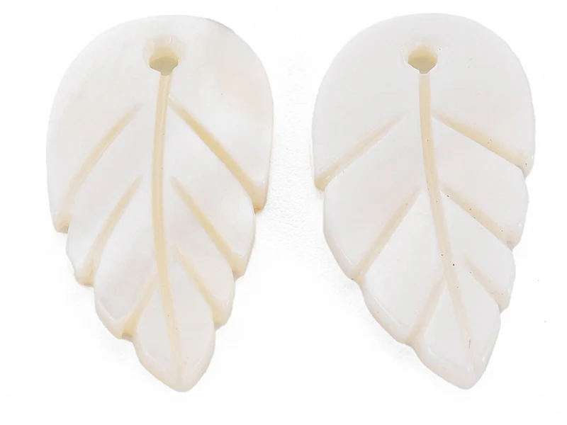 Lot de 5 pendentifs feuille en coquillage nacré - 22 x 12 mm - Image 6