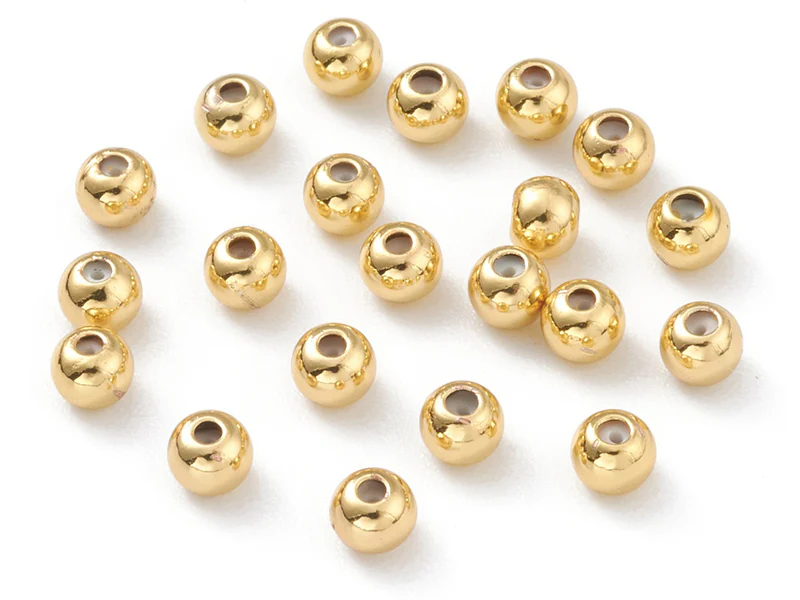 Lot de 5 perles stoppeur - perles avec caoutchouc pour bracelets coulissants - doré à l'or fin 18K - 4 x 3 mm - Image 2