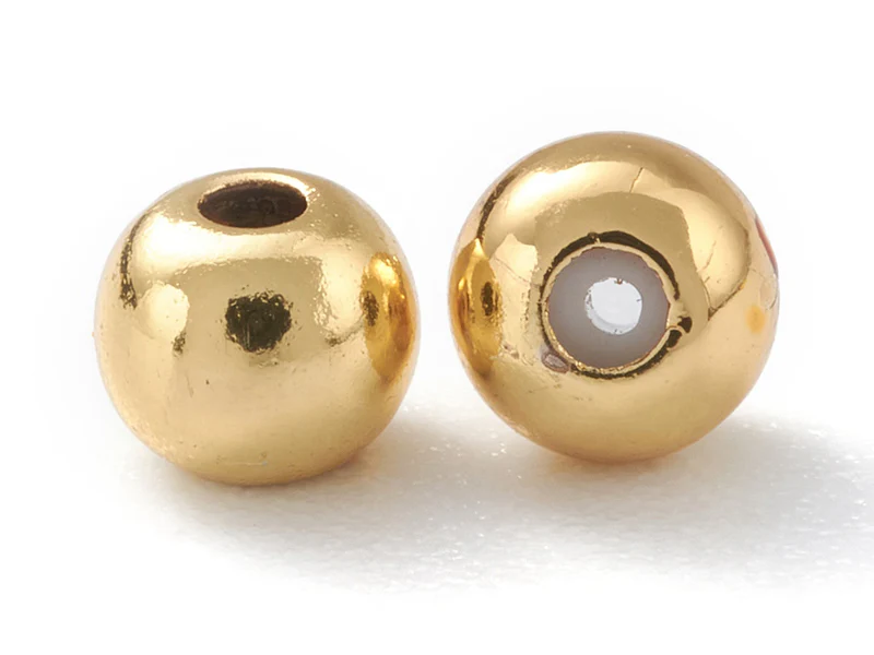 Lot de 5 perles stoppeur - perles avec caoutchouc pour bracelets coulissants - doré à l'or fin 18K - 4 x 3 mm - Image 3