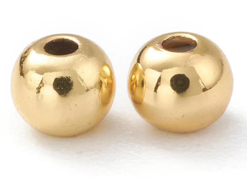 Lot de 5 perles stoppeur - perles avec caoutchouc pour bracelets coulissants - doré à l'or fin 18K - 4 x 3 mm - Image 4