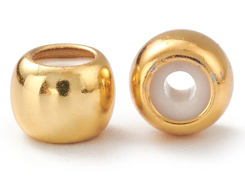 Lot de 5 perles stoppeur - perles avec caoutchouc pour bracelets coulissants - doré à l'or fin 18K- 7 x 5 mm - Image 2