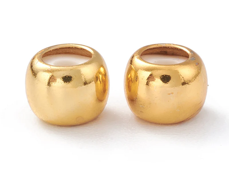 Lot de 5 perles stoppeur - perles avec caoutchouc pour bracelets coulissants - doré à l'or fin 18K- 7 x 5 mm - Image 3