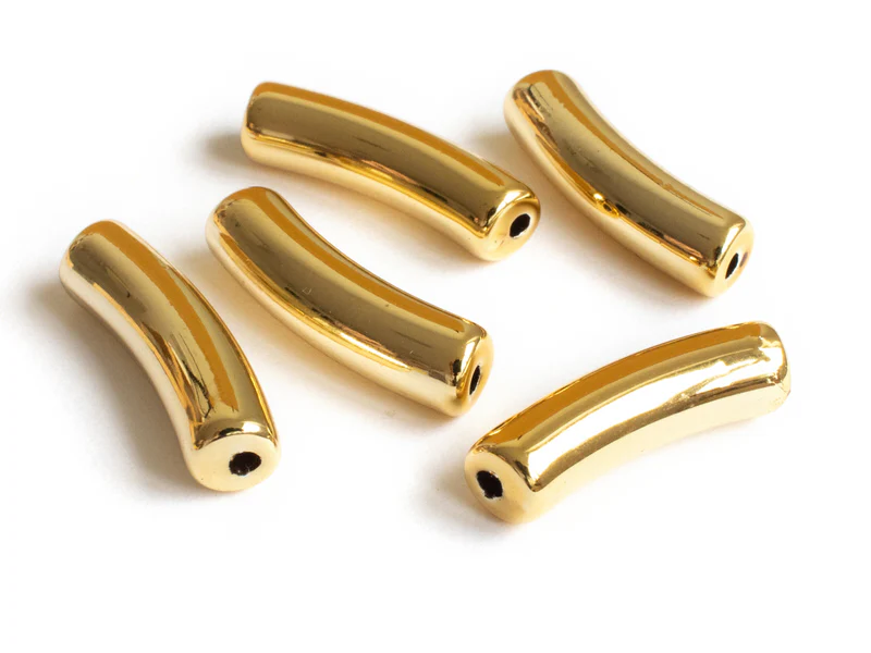 Lot de 5 perles tubes 6 mm - Doré
