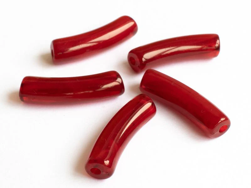 Lot de 5 perles tubes - Imitation naturelle marbre 6 mm - Bordeaux