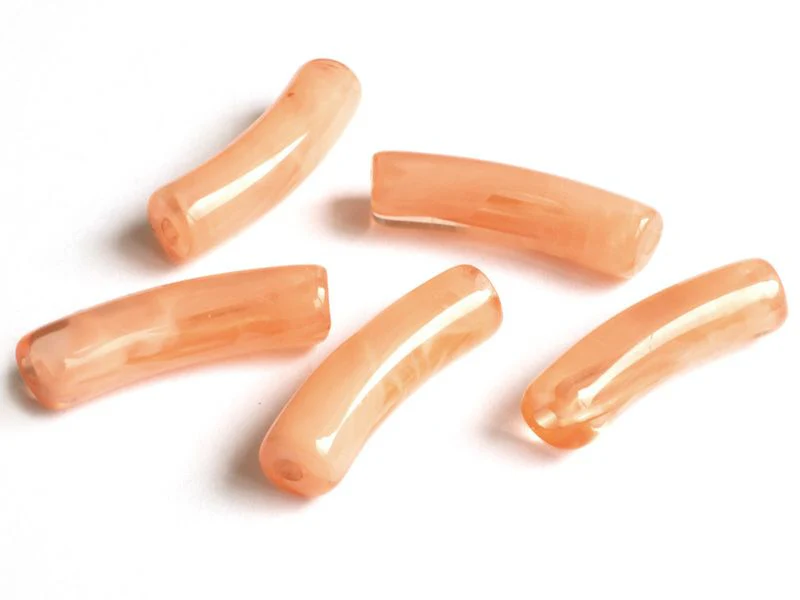 Lot de 5 perles tubes - Imitation naturelle marbré 6 mm - Orange