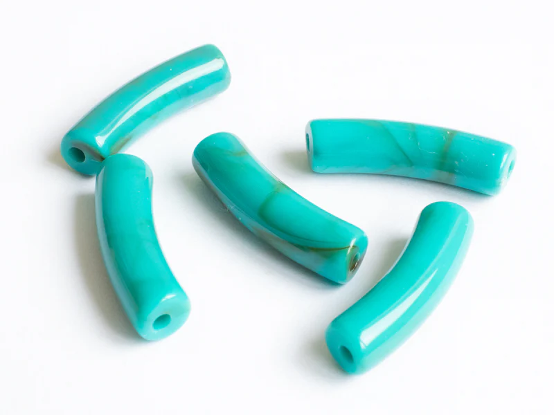 Lot de 5 perles tubes - Imitation naturelle marbre 6 mm - Turquoise - Image 4