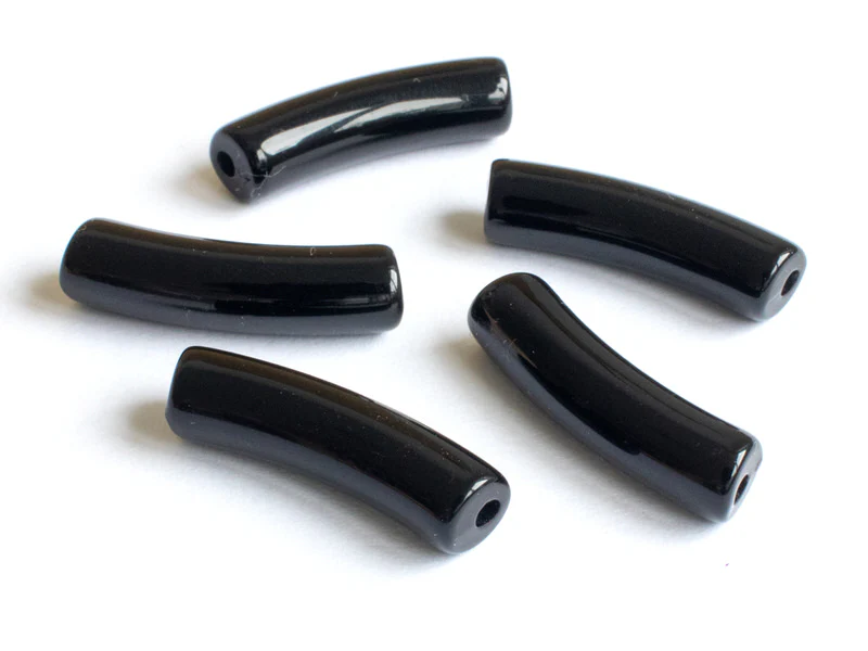 Lot de 5 perles tubes opaques en résine 6 mm - Noir