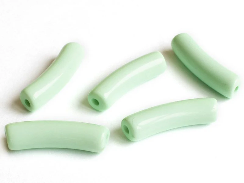 Lot de 5 perles tubes opaques en résine 6 mm - Turquoise
