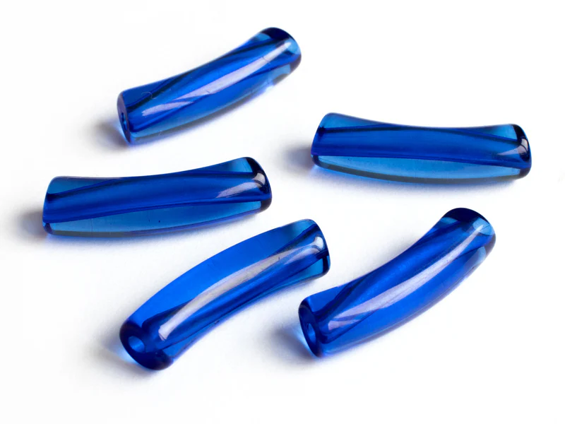 Lot de 5 perles tubes transparentes en résine 6 mm - Bleu