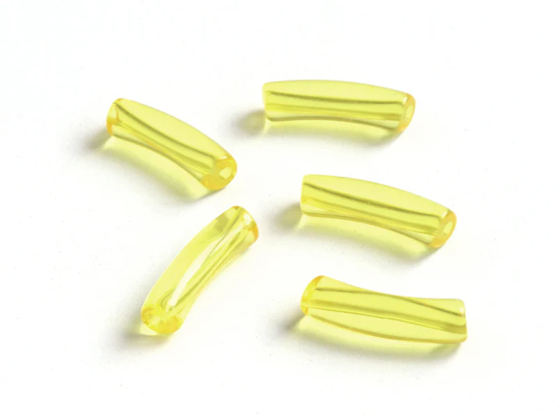 Lot de 5 perles tubes transparentes en résine 6 mm - Jaune