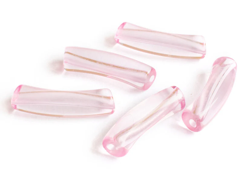 Lot de 5 perles tubes transparentes en résine 6 mm - Rose