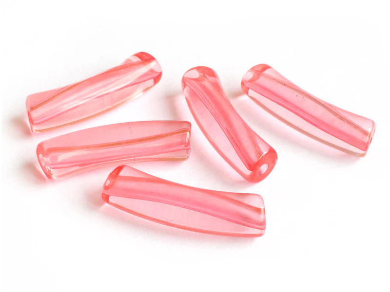 Lot de 5 perles tubes transparentes en résine 6 mm - Rouge