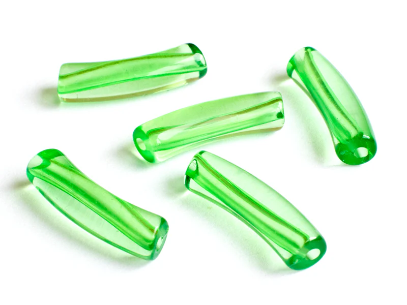 Lot de 5 perles tubes transparentes en résine 6 mm - Vert