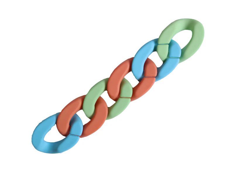 Lot de 50 maillons mates en acrylique - 30 x 21 mm - Bleu, orange et vert - Image 3