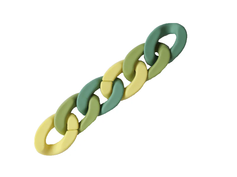 Lot de 50 maillons mates en acrylique - 30 x 21 mm - Vert et jaune - Image 3