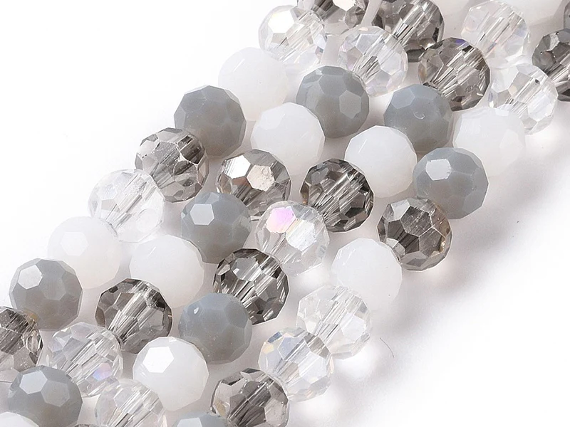 Lot de 50 perles rondes facettées - 5 mm - Tons gris