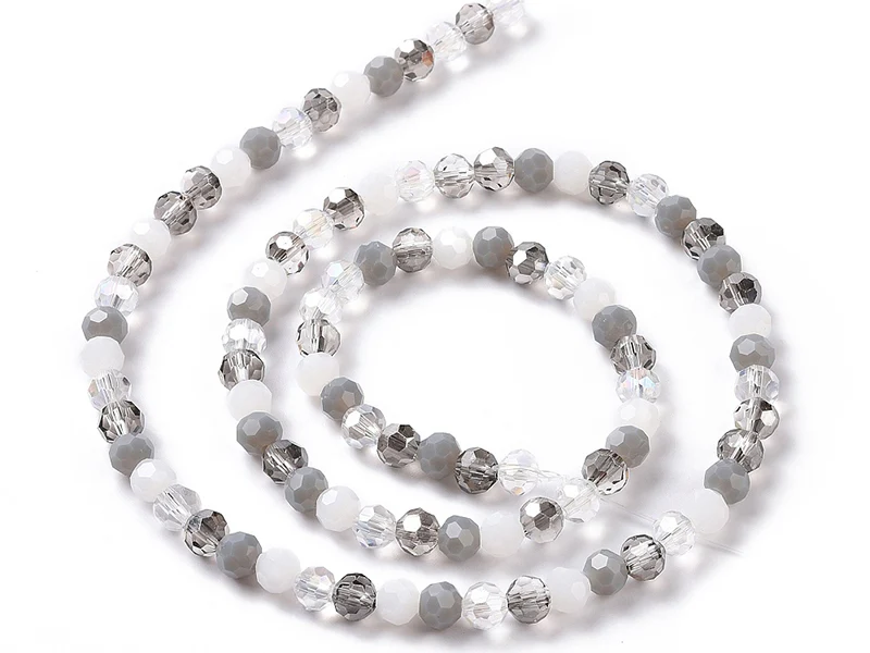 Lot de 50 perles rondes facettées - 5 mm - Tons gris - Image 2