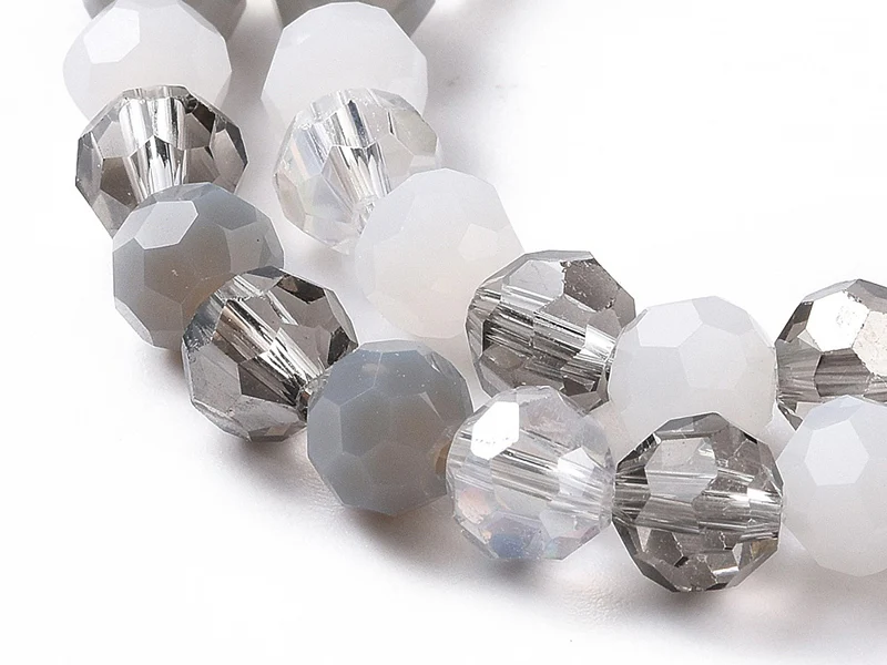 Lot de 50 perles rondes facettées - 5 mm - Tons gris - Image 3