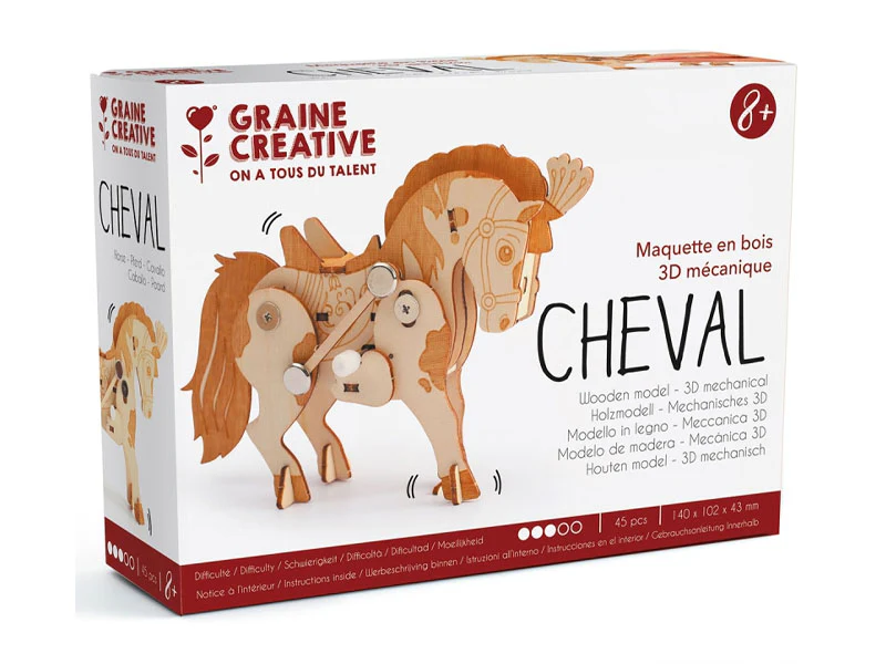 Maquette en bois 3D mécanique cheval