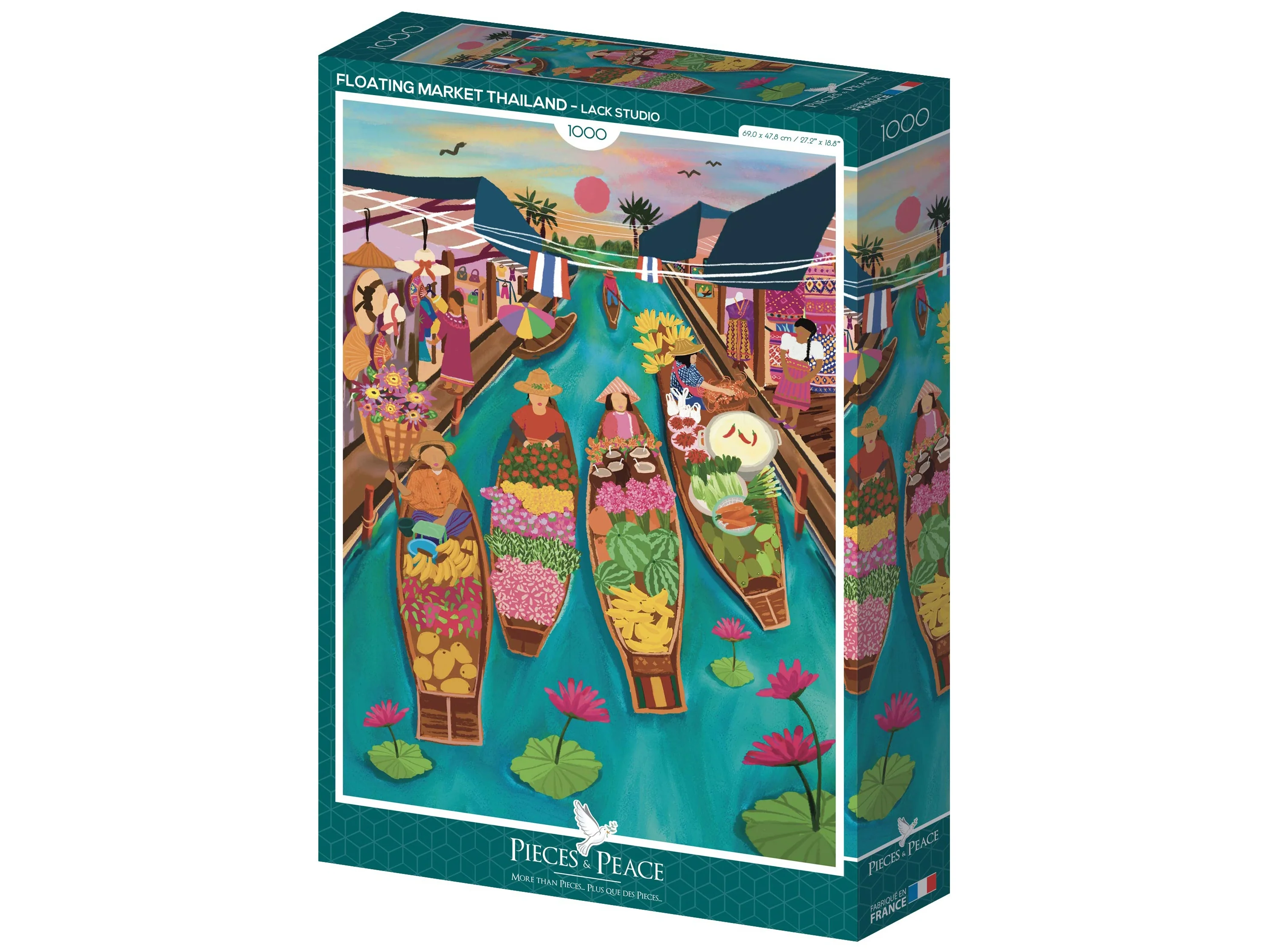 Puzzle Marché Flottant en Thaïlande 1000 pièces - Pieces & Peace