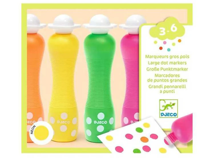 4 Marqueurs gros pois Néon - Djeco - Image 6