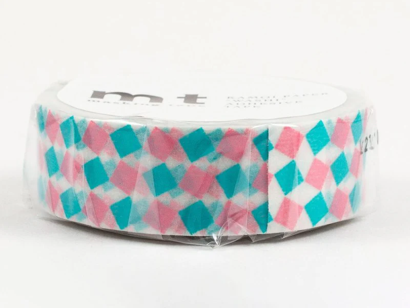 Masking tape motif - Carré rose et turquoise - Image 2