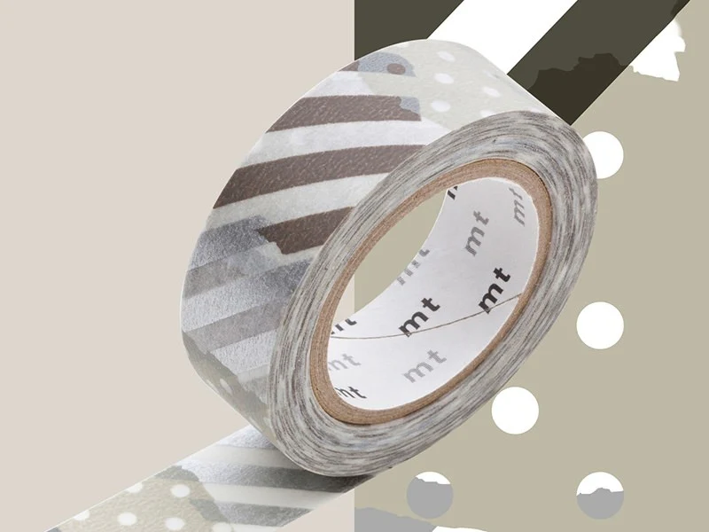 Masking tape motif - Rayures et pois argent G - Image 4