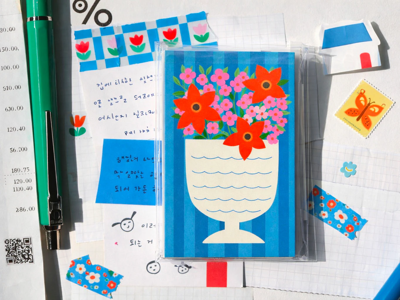 Mini bloc memo vase fleurs rouges écloses - Fruit fries Design Lab - Image 2