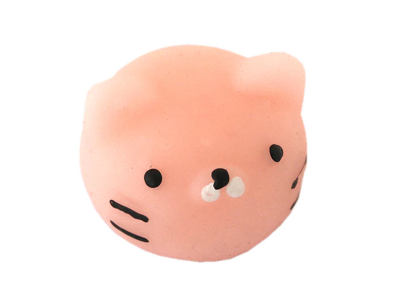 Mini squishy tête de chat rose - anti-stress