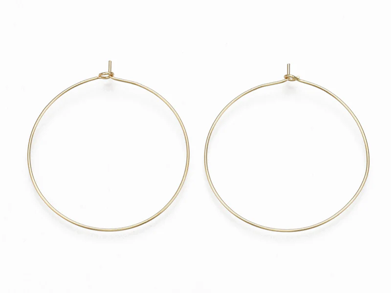Paire de boucles d'oreilles créoles fines 40 mm - doré à l'or fin 18K - Image 2