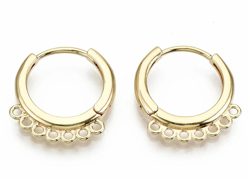 Paire de boucles d'oreilles créoles huggies 7 anneaux - Doré a l'or fin 18K - 17 x 16 mm