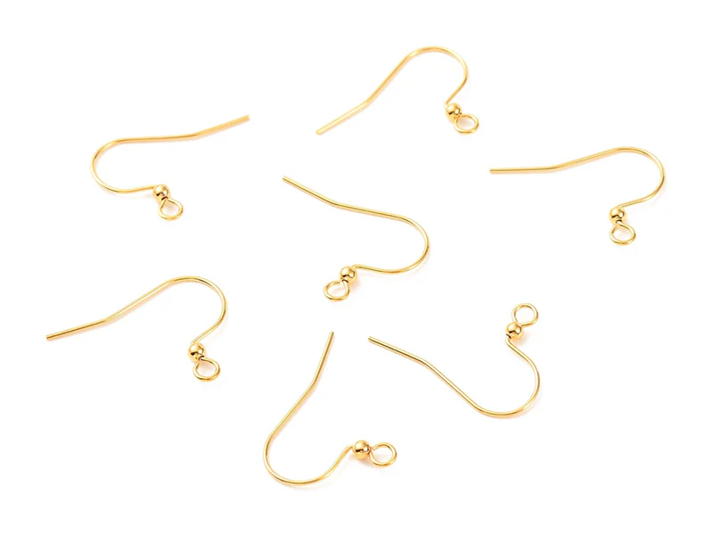 Paire de boucles d'oreilles crochet avec petite perle - doré a l'or fin 18K - 17 x 22 mm - Image 2