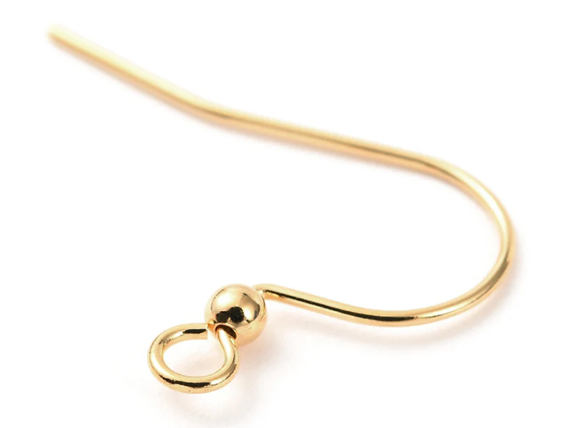 Paire de boucles d'oreilles crochet avec petite perle - doré a l'or fin 18K - 17 x 22 mm - Image 4