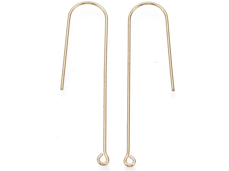 Paire de boucles d'oreilles crochet long - Doré a l'or fin 18K - 45 mm