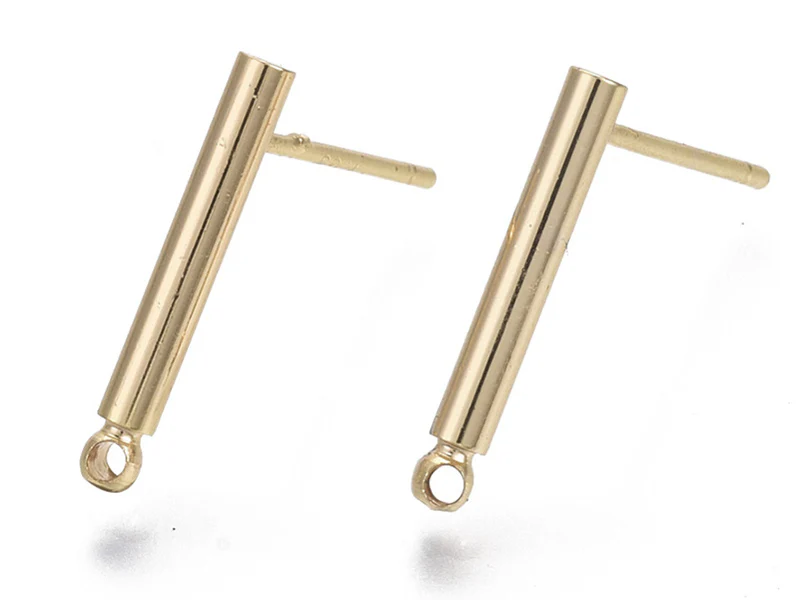 Paire de boucles d'oreilles - doré à l'or fin 18K - boucles longues 15 mm - Image 3