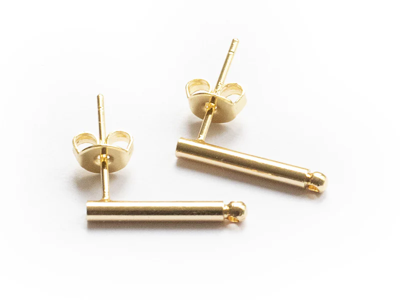 Paire de boucles d'oreilles - doré à l'or fin 18K - boucles longues 15 mm - Image 4
