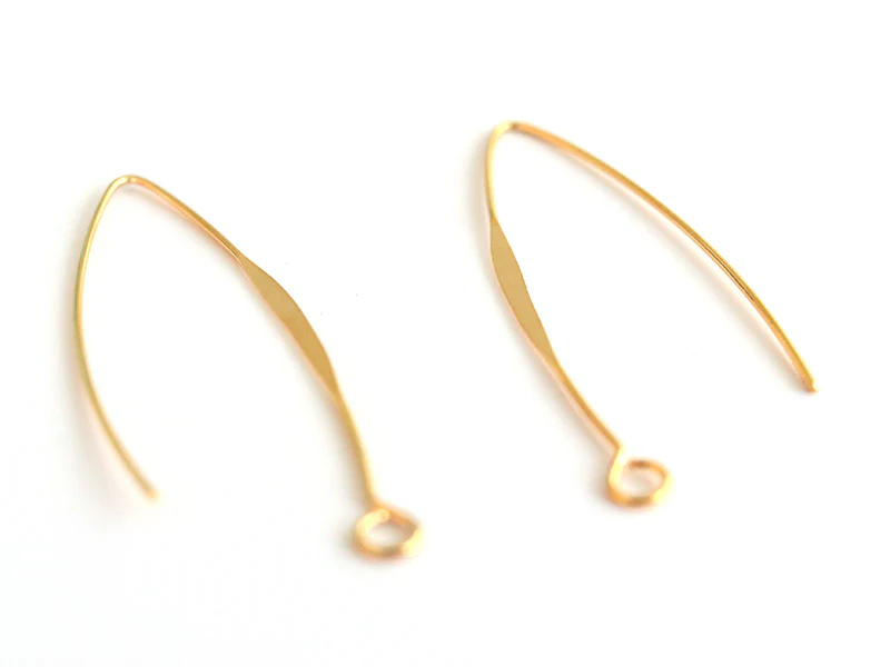 Paire de boucles d'oreilles dormeuses avec anneau - dorée à l'or fin - Image 2