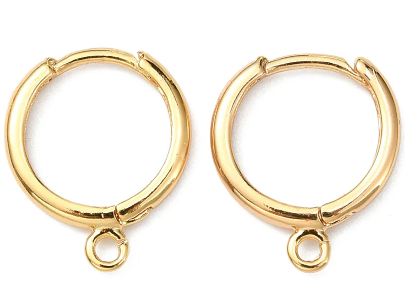 Paire de boucles d'oreilles dormeuses - Doré à l'or fin 18K - 17 mm