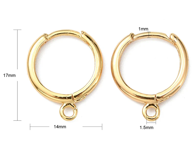 Paire de boucles d'oreilles dormeuses - Doré à l'or fin 18K - 17 mm - Image 2