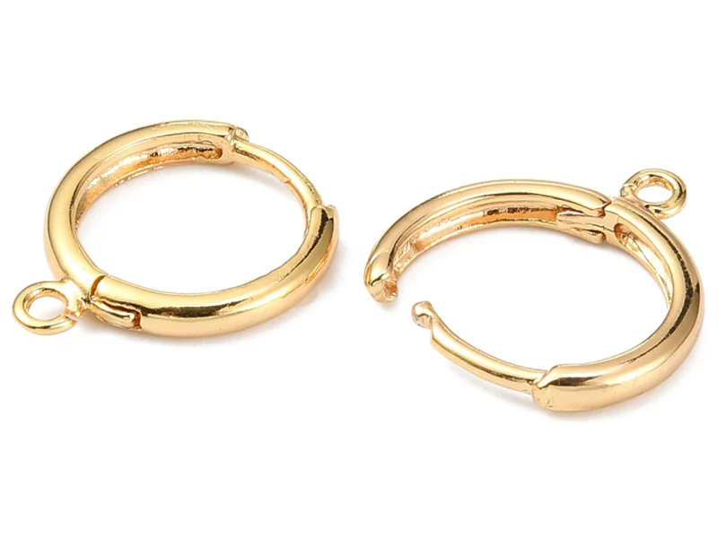 Paire de boucles d'oreilles dormeuses - Doré à l'or fin 18K - 17 mm - Image 3