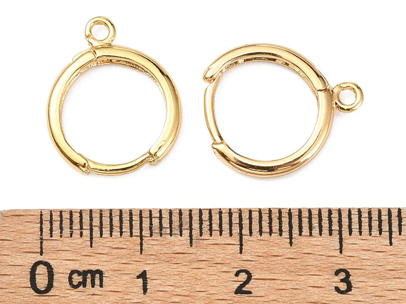 Paire de boucles d'oreilles dormeuses - Doré à l'or fin 18K - 17 mm - Image 6