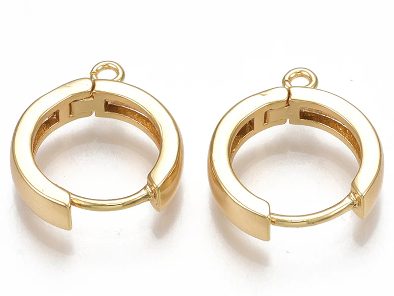 Paire de boucles d'oreilles huggies - anneau rond - 16,5 x 14,5 x 3,5 mm - doré à l'or fin 18K
