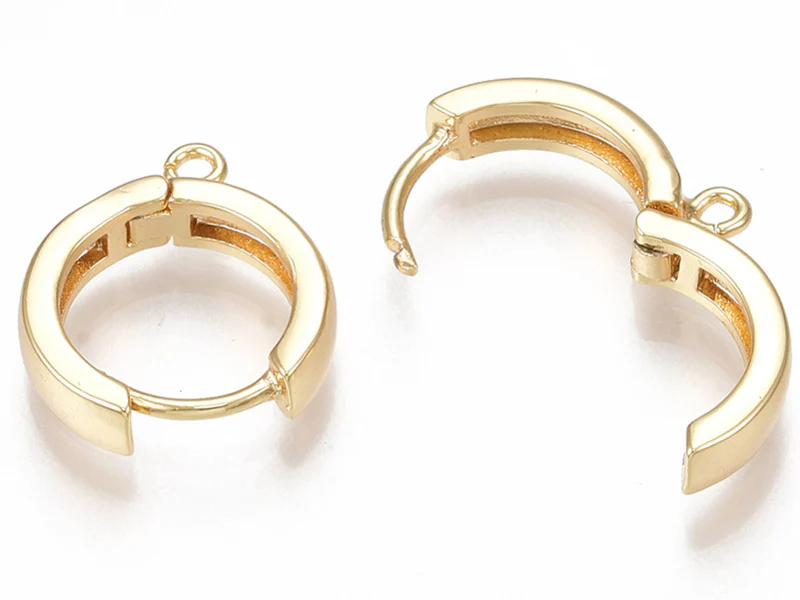 Paire de boucles d'oreilles huggies - anneau rond - 16,5 x 14,5 x 3,5 mm - doré à l'or fin 18K - Image 2