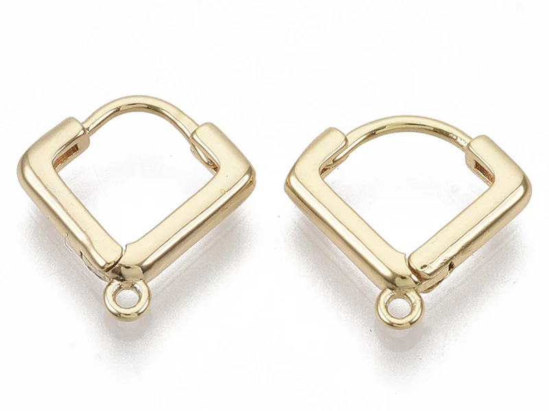 Paire de boucles d'oreilles huggies - forme triangle - 13 x 13 x 2,5 mm - doré à l'or fin 18K