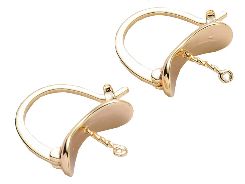 Paire de boucles d'oreilles pour pierre ou perle - 17 x 14,5 mm - doré à l'or fin 18K