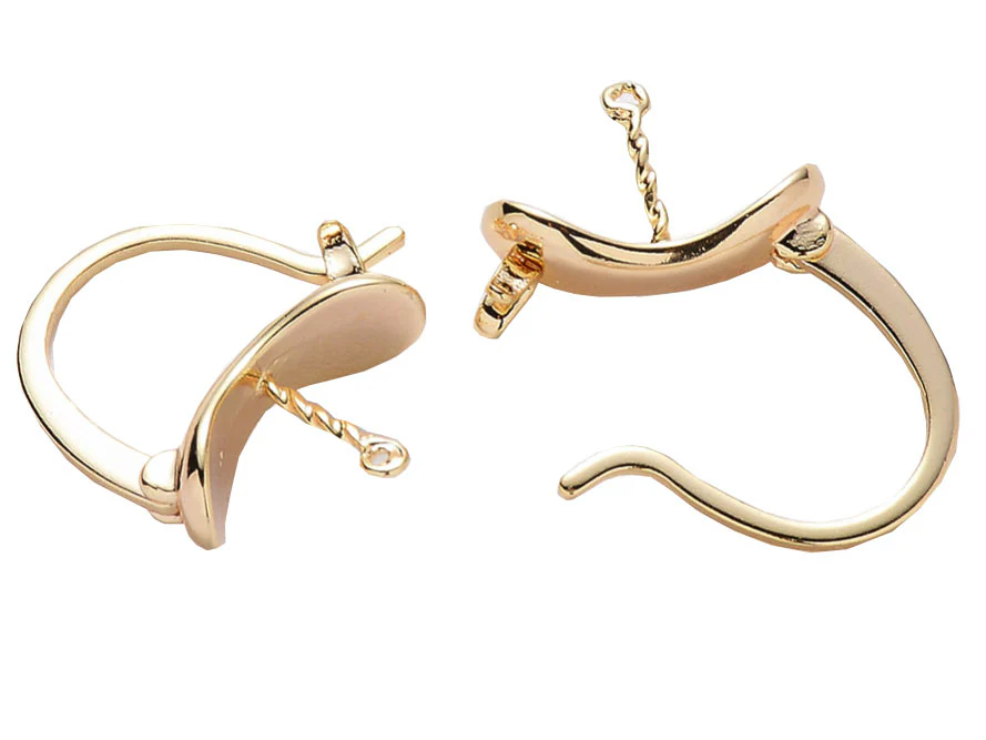Paire de boucles d'oreilles pour pierre ou perle - 17 x 14,5 mm - doré à l'or fin 18K - Image 2