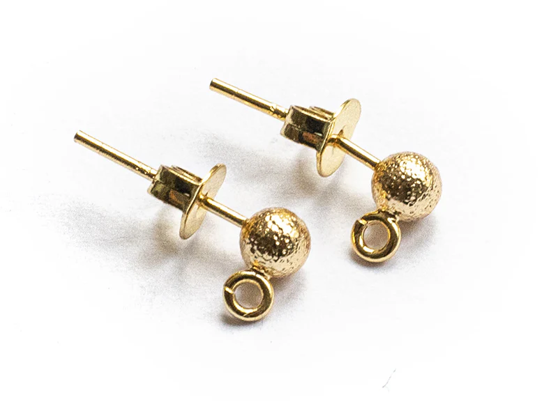 Paire de boucles d'oreilles puces petites boules 18K - doré à l'or fin