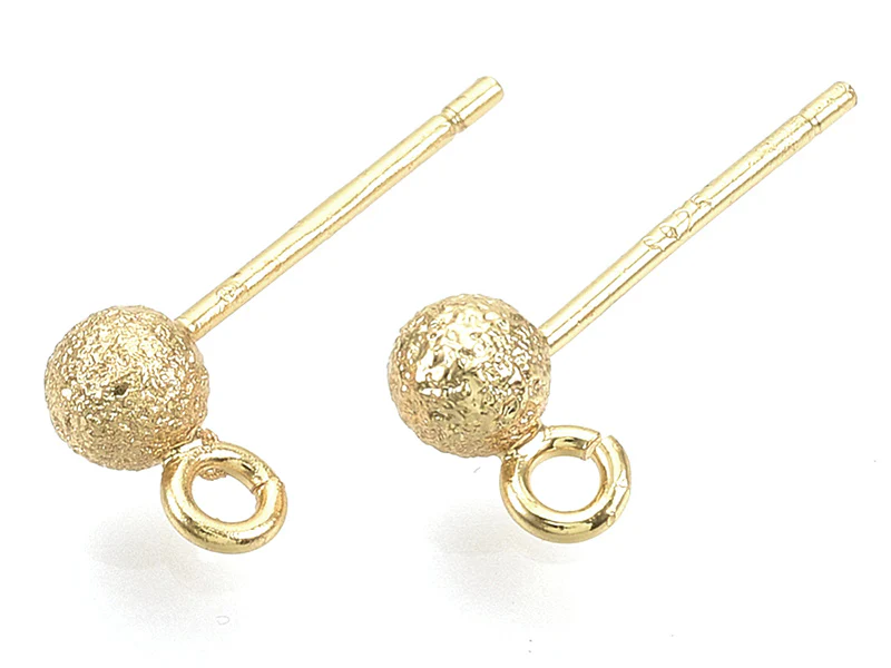 Paire de boucles d'oreilles puces petites boules 18K - doré à l'or fin - Image 2