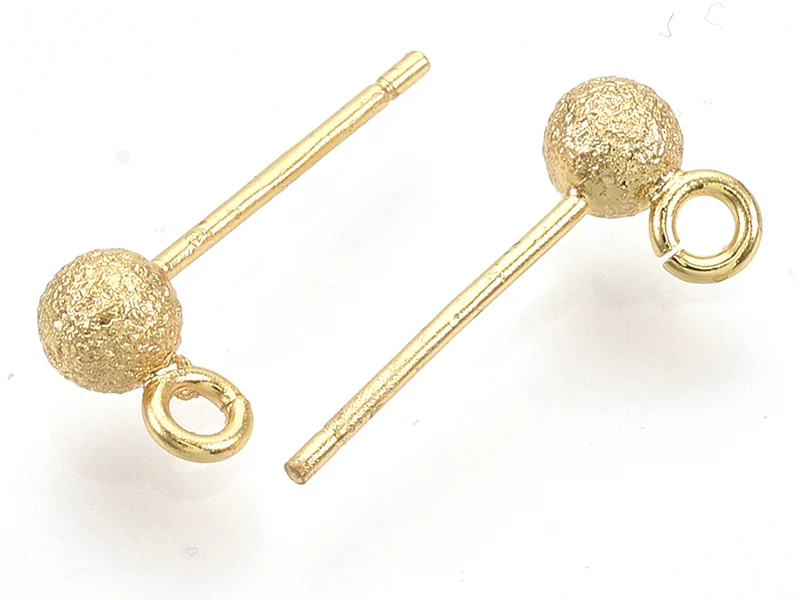 Paire de boucles d'oreilles puces petites boules 18K - doré à l'or fin - Image 3